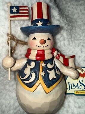 2013 Jim Shore Americana Snowman Figurine - Red, White, Blue & Gold